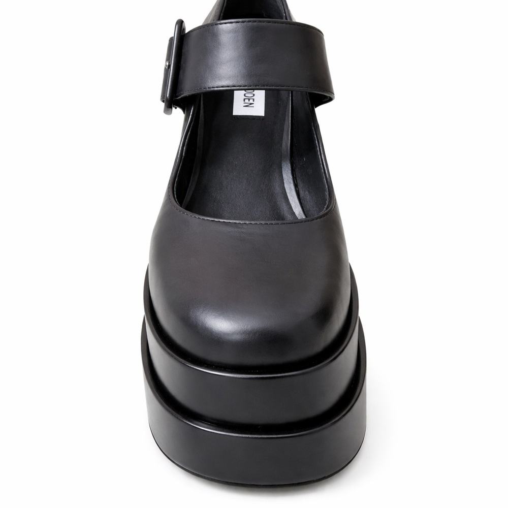 Steve Madden Carly Black Leather Mary Jane Platforms - Picture 4 of 9